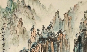 《黄山云烟》——胡玉德老师黄山国画小青绿课稿